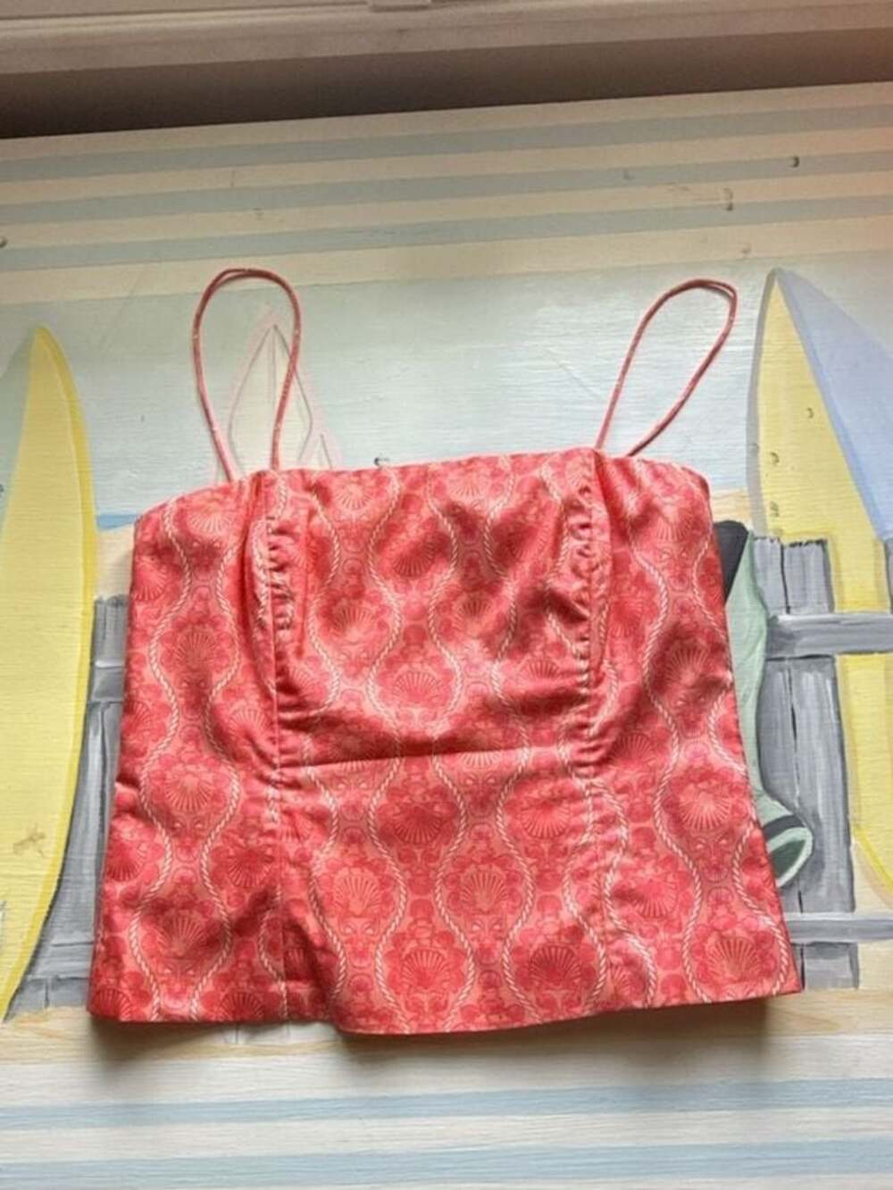 Vintage Vinyard Vines Coral Shell & Rope Corset-Style Crop Top
